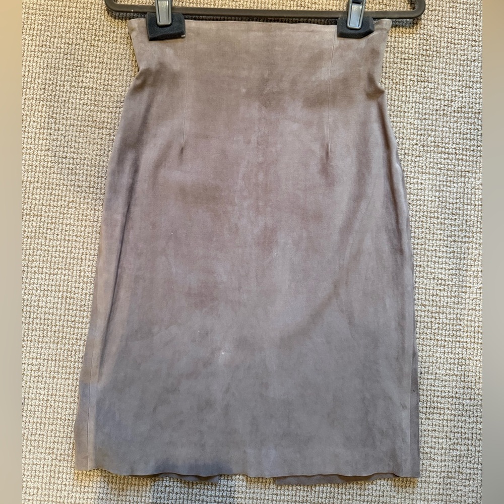 Taupe Suede Pencil Skirt - Women